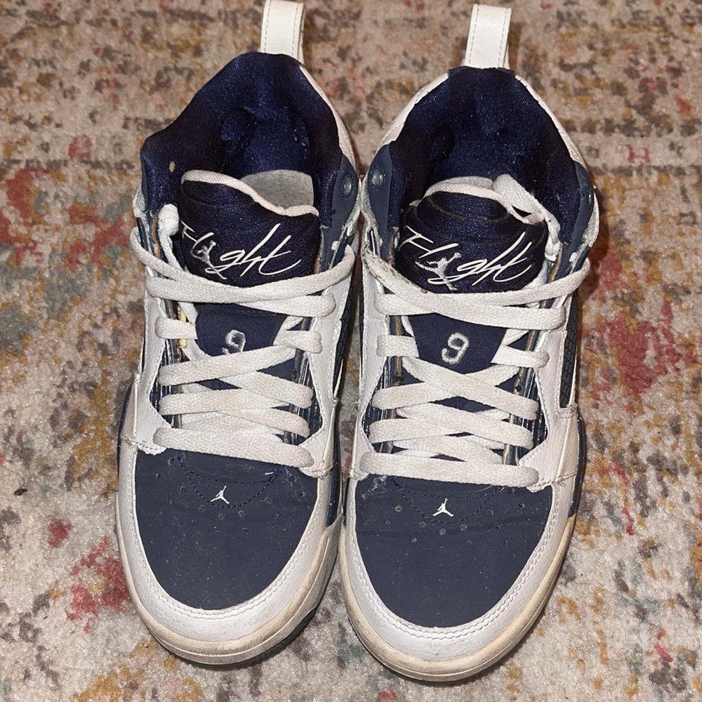 White 🤍 and Blue 💙 AIR Jordans High Top Sneakers